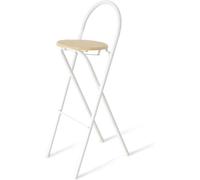 DZYHFCO Sgabello da bar pieghevole rotondo con struttura in metallo e seduta rigida, sedia alta da cucina per pub, colazione e bancone bistrot, colore naturale, altezza seduta 75 cm