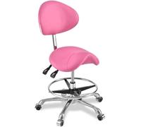 DZYHFCO Sgabello ergonomico con rotelle e poggiapiedi, sedia girevole idraulica con sella, altezza regolabile da 45 a 60 cm, per tatuaggi da salone di bellezza (rosa)