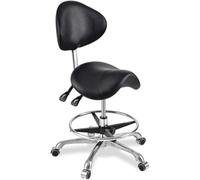 DZYHFCO Sgabello ergonomico con ruote e poggiapiedi, girevole idraulico, 45-60 cm, altezza regolabile, per tatuaggi da salone di bellezza, spa (nero)