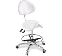 DZYHFCO Sgabello ergonomico con ruote e poggiapiedi, girevole idraulico, 45-60 cm, altezza regolabile, per tatuaggi da salone di bellezza (bianco)