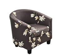 DZYP 2 Pezzi Copripoltrona Club Chesterfield Elasticizzato Fodere Coprisedia, Jacquard Poltrona da Cocktail Lavabile Copertura della Poltrona per Bancone, Soggiorno, Reception (caffè Fiore)