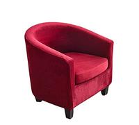 DZYP 2 Pezzi Copripoltrona Club in Velluto Elasticizzato, Fodere Coprisedia Poltrona da Cocktail Chesterfield Tullsta 1 Posto Tub Chair Copridivano per Bar Soggiorno Reception (Rosso Vino)