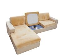 DZYP Copriseduta Divano Elasticizzato Copricuscino in Velluto Morbido Protezione del Cuscino Sedile del Divano, Fodere per Cuscino Coprisedile per Divano (Beige,Grande 4 posti)