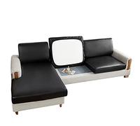 DZYP Copriseduta Divano in Pelle Elasticizzato PU Copricuscino, Impermeabile Protezione del Cuscino Sedile del Divano, Coprisedile per Divano Fodere per Cuscino (Nero,Grande 4 posti)