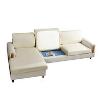 DZYP Copriseduta Divano in Pelle Elasticizzato PU Copricuscino, Impermeabile Protezione del Cuscino Sedile del Divano, Coprisedile per Divano Fodere per Cuscino (Beige,3 posti)