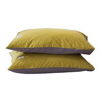 DZYP Federa, 2 Pezzi, Federa Matrimoniale in Puro Cotone con Tinta Semplice E Tinta Unita, Traspirante, Morbida, Delicata sulla Pelle, Antimacchia E Antimacchia (Giallo + Grigio,48x74cm)