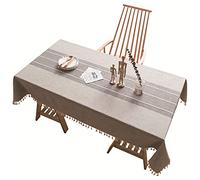 DZYP Tovaglia Rettangolare Strisce Nappa Pesante Dovere Cotone Lino Senza Rughe Antimacchia Lavabile Tovaglie, Copertura del Tavolo per La Decorazione Dinning. (Grigio,120x160cm)