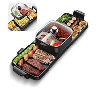 DZZTHSH Griglia Hot Pot Portatile Tavolo Pranzo, Shabu shabu con divisorio, Barbecue Coreano Senza Fumo per Interni, Antiaderente e Facile Pulire, Adatto Cucinare casa o riunioni all'aperto