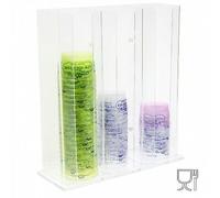 E-012 PCO-C Porta coppette in plexiglass trasparente a 3 colonne H36 cm DA BANCO