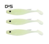 (E) 3 pezzi 7,5 cm/2,6 g esca morbida da pesca con coda a pagaia glitterata esca artificiale realistica