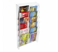 E-399 EPC-B Espositore porta cartoline da parete in plexiglass trasparente a 12