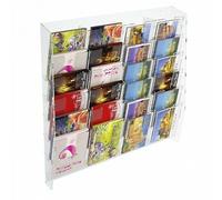 E-399 EPC-D Espositore porta cartoline da parete in plexiglass trasparente a 24