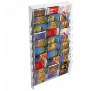 E-399 EPC-H Espositore porta cartoline da parete in plexiglass trasparente a 27