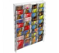 E-399 EPC-I Espositore porta cartoline da parete in plexiglass trasparente a 36t