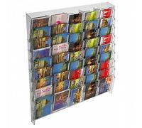 E-399 EPC-L Espositore porta cartoline da parete in plexiglass trasparente a 45