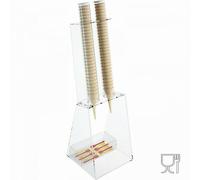 E-518 PCN-A Porta coni gelato da banco in plexiglass trasparente con porta cucch