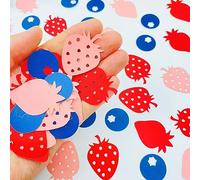 E-ASUM Coriandoli a forma di fragola, 100 pezzi, rosso e rosa, coriandoli da tavolo per compleanno, baby shower, decorazioni per feste a tema fragola