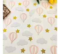 E-ASUM Coriandoli di carta glitterati con stelle bianche e palloncini rosa, per bambini, ragazzi e ragazze, baby shower, compleanni, matrimoni, feste a tema, 100 pezzi