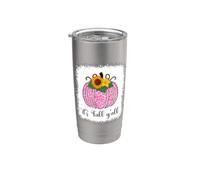 È autunno Yall Zucca rosa Leopard Print Ringraziamento Donne Bicchiere termico in acciaio inox doppia parete