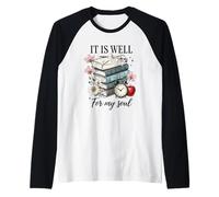È bene per la mia anima Book Stack Flowers Maglia con Maniche Raglan