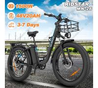 E-bike 1500W Motore 48V20AH Batteria al litio con cestino Bicicletta elettrica portatile 26*4.0 pollici Fat Tire Bici elettrica fuoristrada Dark blue Delivery 3-7Days