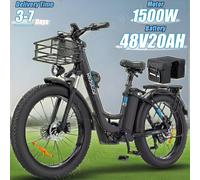 E-Bike 1500W potente motore 48 v20ah batteria per il tempo libero viaggio bici elettrica 26 pollici grasso pneumatico 7 velocità autostrada bicicletta elettrica Black