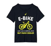 E-Bike Proprio Come Una Bici Normale ma Molto più Fresca e Maglietta, Donna Plus-Size, Nero, 6X