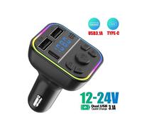 (E)Car Bluetooth FM Trasmettitore Modulatore Adattatore per Chiamate Vivavoce Auto AUX Caricabatterie Lettore