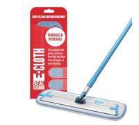 E-Cloth Deep Clean, mocio in Microfibra per la Pulizia dei Pavimenti, Ideale per Pavimenti in Legno, Laminato, Piastrelle e Pietra, Lavabile e Riutilizzabile, con Manico telescopico, Blu e Argento, 1