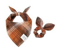 E-Clover Bandana per cani autunnali e scrunchie abbinata, bandana per cani del Ringraziamento triangolare, sciarpa per animali domestici, bavaglino per cani di taglia media e grande, regalo per il