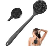 E-COSMOS® Spazzola per la schiena in silicone di alta qualità con manico lungo, senza BPA, per uomini e donne, multicolore