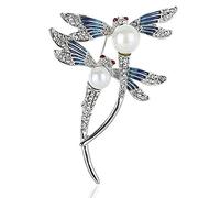 E Crystal Rhinestone Dragonfly Brooch Enamel Pin Jewelry Birthday Gifts for Women Men (A)
