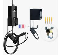 E-DRIVE SOLUTION Supporto per caricabatterie da auto elettrico, in acciaio verniciato a polvere, anti-UV, anti-furto, adattabile max 13 x 9 cm, supporto presa tipo 2, cavo di ricarica tipo 2, presa