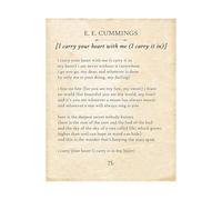 E E Cummings - I Carry Your Heart - Great Home and Room Decorations poster Classic Poster Poetry Inspirational Love Gift for Wedding and Anniversary Poster(Unframed,08x12inch(20x30cm))