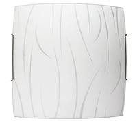 E-ENERGY Simone Lampada Plafoniera da Soffitto in Vetro Moderna Quadrata Attacco E27 2 Luci 40cm Made in Italy