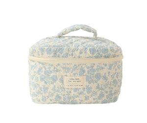 E facile da pulire, astuccio per trucco con stampa di piccoli fiori, astuccio per il trucco multiuso, perfetto per l'ufficio a casa e i viaggi, pratico e organizzato, F