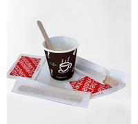 e_far Kit Caffè Bicchieri Zucchero Palettine 250 Pz Bicchierini Di Carta 90ml Bustine Zucchero Palettine In Legno Imbustate Set Completo Bicchieri Caffe Zucchero Palettine Zucchero Semolato Bianco