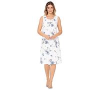 e.Femme® Camicia da Notte da Donna Jana 504 in 100% Cotone, Bianco/Blu, 54