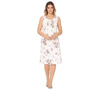 e.Femme® Camicia da Notte da Donna Jana 504 in 100% Cotone, Bianco/Rosa, 42