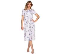 e.Femme® Camicia da Notte da Donna Kate 2348 a Maniche Corte, 100% Cotone, Bianco/Blu, 44