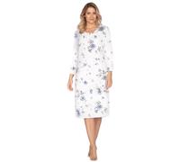 e.Femme® Camicia da notte donna Jana 1092 manica 7/8 100% cotone, bianco/blu, 50