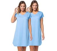 e.FEMME® Confezione da 2 camicie da notte da donna Sandra 914 in cotone, Blu, 44