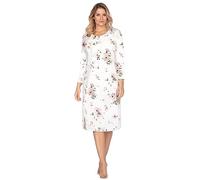 e.Femme® Jana 1092 - Camicia da notte da donna, manica 7/8, 100% cotone, bianco/rosa., 50