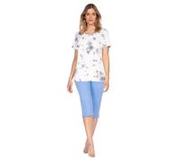 e.Femme® Jana 1168 - Pigiama da donna a maniche corte, 100% cotone, Blu, 54