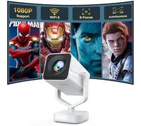 [E-Focus/Auto Keystone] Mini proiettore, Rotazione 210°, Proiettore Portatile Full HD 1080P supporta, Bluetooth WiFi6 AKATUO projector Portatile da esterno/TV Stick