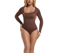E-girl Shapewear da Donna a Forma di Pancia a Maniche Lunghe, Body Shaper Tanga Modellante, Scultura Bodyformer, Girocollo, Bodysuit a Forma di Pancia, Miederbody Fortemente Modellante Elegante