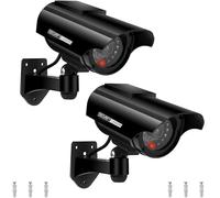 E-HORDE Videocamera Fittizia Camere Finte Telecamera di Sicurezza,Telecamera di Simulazione Impermeabile Alimentata ad Energia Solare, Fittizia CCTV con LED Lampeggiante (Nero-2)
