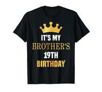 È Il 19° Compleanno di Mio Fratello 19 Anni Golden Bday Maglietta