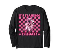 È Il Flamingo Friday! TGIF Flamingo Girl Mom Pink Coquette Maglia a Manica