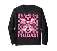 È Il Flamingo Friday! TGIF Flamingo Girl Mom Pink Coquette Maglia a Manica
